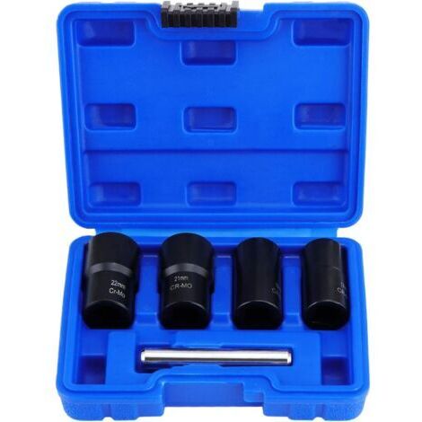 Ahlsen Jeux de douilles, extracteur d'écrous, douille pour extracteur de boulon endommagés, 4 tailles 17 mm 19 mm 21 mm 22 mm (5PCS)