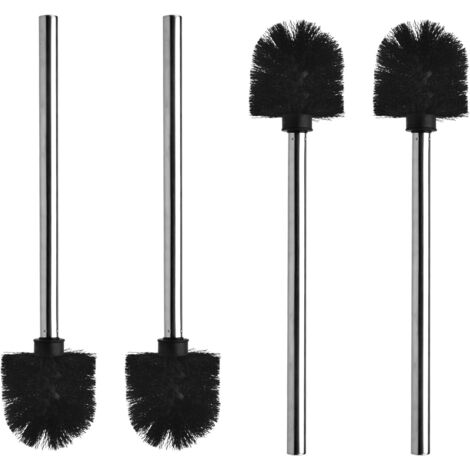 Ahlsen Juego de 4 escobilla para WC con 7,5 cm de diámetro, escoba para limpieza de WC con mango de acero inoxidable, escobilla para WC con diseño elegante y elegante