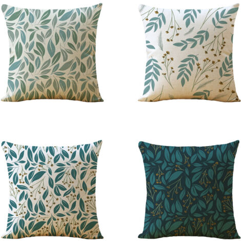 Ahlsen Juego de 4 fundas de cojín decorativas, diseño de hojas simples, decoración para sofá, dormitorio, sala de estar, patio, 44x44cm