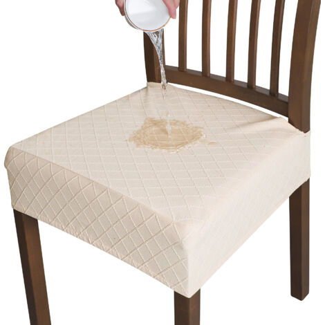 Ahlsen Juego de 4 fundas para sillas de comedor, elásticas, suaves, extraíbles y lavables, con funda trasera