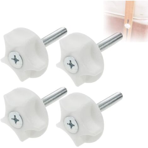 Ahlsen Juego de 4 pies niveladores de rosca M8 x 50 mm con base de plástico blanco, pie nivelador ajustable para nivelar la altura de las patas de muebles como camas, mesas, sillas, sofás