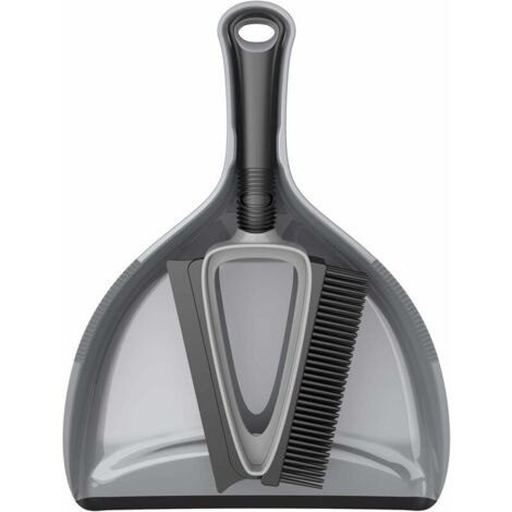 Ahlsen Juego de cepillo y escobilla de cerdas TPR con recogedor, recogedor y cepillo, gris y negro, 1 pieza