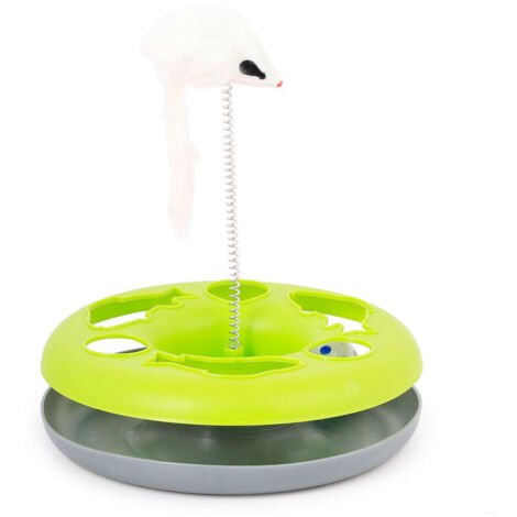 Ahlsen Juguete para gatos con ratón, pelota y cascabel verde