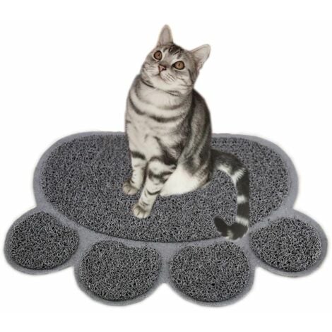 Ahlsen Katzenstreu-Matte, Katzen-Tischset, Katzen-Bodenmatte, Katzenstreu-Matte, Katzen-Toilettenmatte, graue Katzenstreu-Matte