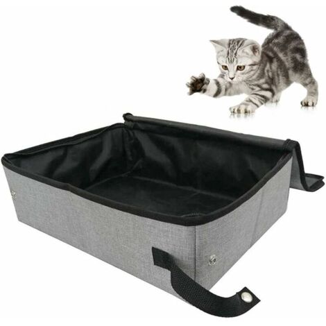 Ahlsen Katzentoilette-Deckel, Katzentoilette, wasserdicht, faltbar, mit Deckel für einfachen Transport, 40 x 30 x 10 cm, Grau