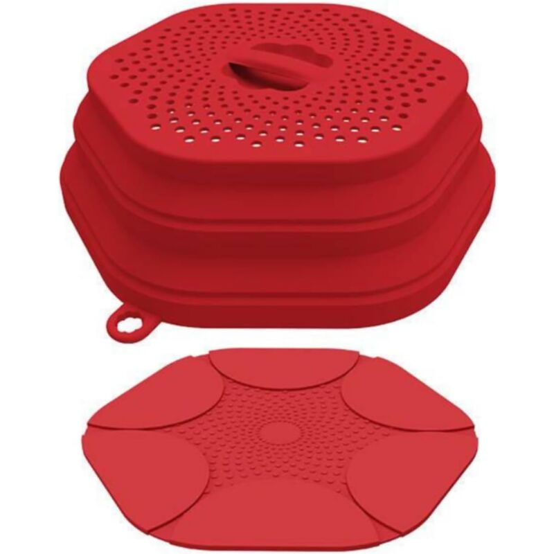 Ahlsen - Kit couvercle pour micro-ondes multifonction avec tapis antidérapant,Couvercle micro-ondes sans BPA,Passoire pliante, Accessoires de
