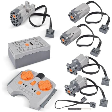 AHLSEN Kit de 8 accessoires électriques pour jouets avec moteur, télécommande, boîte à piles, servomoteur, câble d'extension avec de nombreux modèles