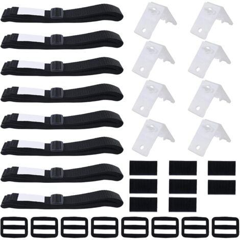 Ahlsen Kit de sujeción de cubierta solar para piscina, 8 correas de nailon, 8 placas de cordón, 8 hebillas, correas de amarre para cubiertas de lona de piscina