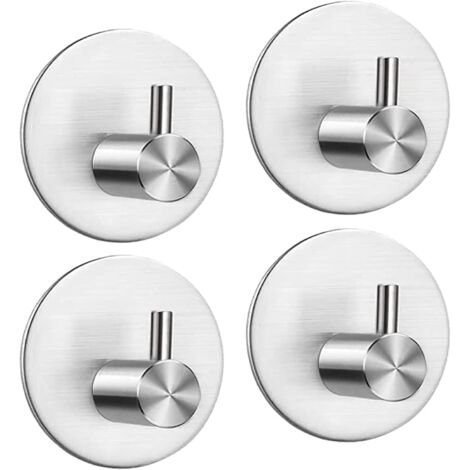 Ahlsen Klebehaken, Badezimmer-Wandhaken aus Edelstahl, selbstklebender Handtuchhalter für Küche, Wohnzimmer und Büro, rostfrei und wasserdicht (Silber 4 Stück)