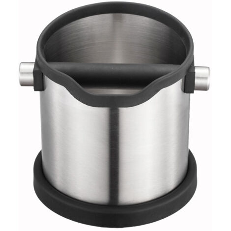 Ahlsen Klopfbox, Couchtisch-Mülleimer aus Edelstahl, Auffangbehälter für Kaffeesatz, mit Silikon- und Gummieinfassung. Eimer, Erdtopf oder Schoten