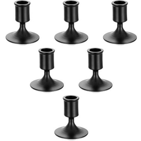 Ahlsen Kronleuchter-Kerzenhalter, schwarz, Halloween-Kerzenständer – 6er-Set kleine dekorative Metall-Kerzenhalter für Hochzeiten, Stumpenkerzen, Weihnachten, Heimdekoration, Adventskalender, moderne 