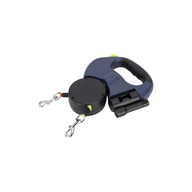 Laisse Double pour 2 Chiens, 3m bleu Laisse Rétractable pour Chien Laisse Chien Enrouleur Double Séparateur de Fils pour Deux Chiens, pour Petits