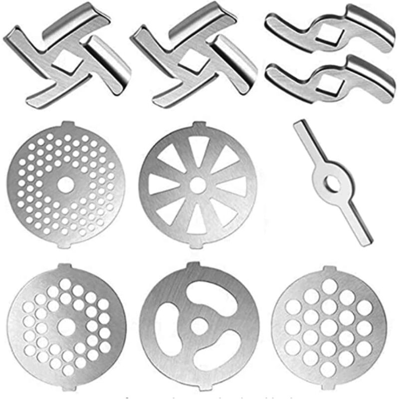 Ahlsen - Lame De Hachoir à Viande Pièce De Rechange 10 Pièces en Acier Inoxydable Hachoir à Viande Plaque Disque Couteau pour Hachoirs pour Hacher La