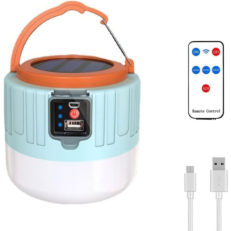 Ahlsen - Lampe Camping Solaire 800 Lumens Lanterne de Camping Rechargeable avec Télécommande Charge Solaire 3 Modes D'éclairage