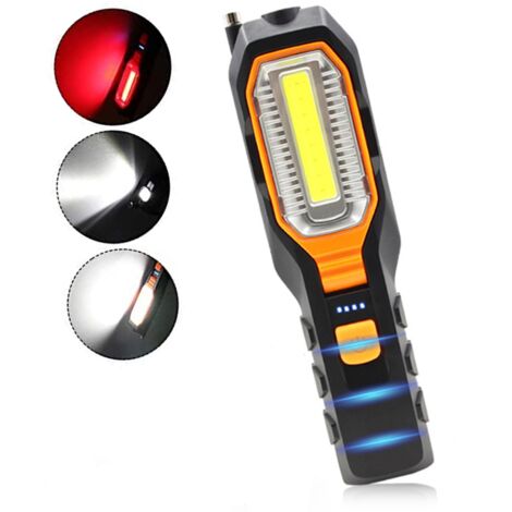 Ahlsen Lampe de travail COB LED super lumineuse USB rechargeable portable avec base magnétique adaptée à l'atelier de garage automobile
