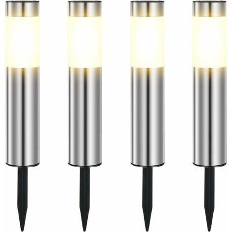 Ahlsen Lampe Solaire Exterieur, En Acier Inoxydable Solaire Exterieur Jardin LED éTanches IP65 Pour Le Patio, La Pelouse, Les Chemins Et Les Sentiers De La Cour De Jardin Blanc Chaud (4 Pièces)