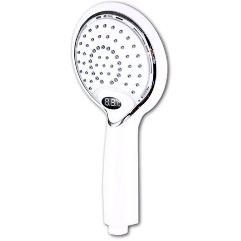 Ahlsen LED-Duschkopf, LED-Duschkopf-Handbrause, 3-Farben-Temperaturkontroll-Duschkopf, LED-Temperatur-Duschkopf, Temperaturkontroll-Duschsprüher,Weiß,A,120245mm