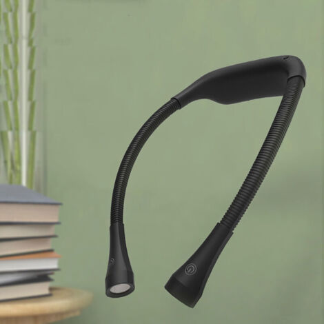 Ahlsen LED neck reading lamp, reading lamp for reading in bed, 3 colors and 3 adjustable brightness levels, rechargeable & durable, [energy class A++] (black)