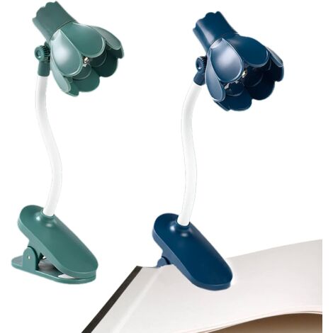 Ahlsen Leselampe, Buchlampe: Mini-Leseleuchte, um 360° drehbare Leselampe, faltbare Leseleuchte, Clip-Lampe zum Lesen im Bett, Büro, Nachtlesen – 2 Stück