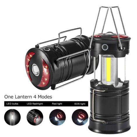 Ahlsen Linterna de camping solar con manivela, linterna LED portátil ultrabrillante