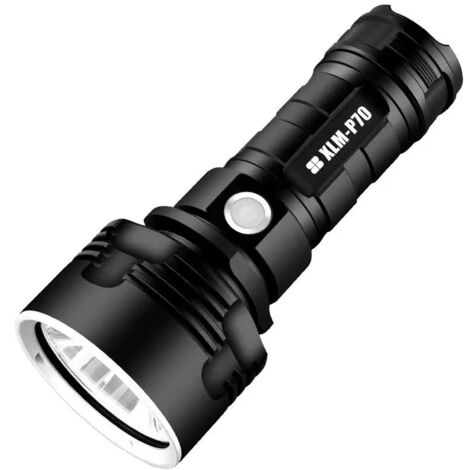 Ahlsen Linterna p70, 30,000-100,000 lúmenes Linterna LED ultrabrillante impermeable de alto rendimiento, la linterna XLM-P70 de 25 W más potente con 3 modos (batería única, 25 W-P70)