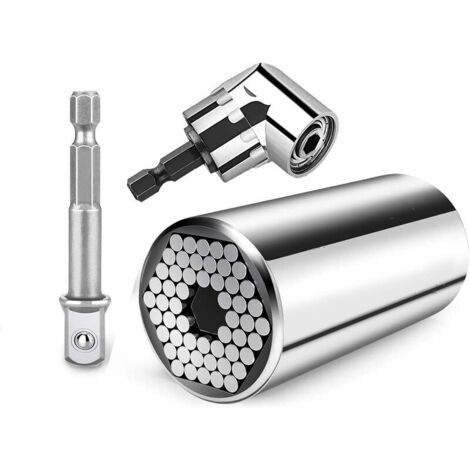 Ahlsen Llave de tubo Llave universal Tuerca universal Llave de tubo universal Herramientas manuales multifuncionales 7-19 mm con destornillador de 105 ° Herramientas de reparación de adaptador de fija