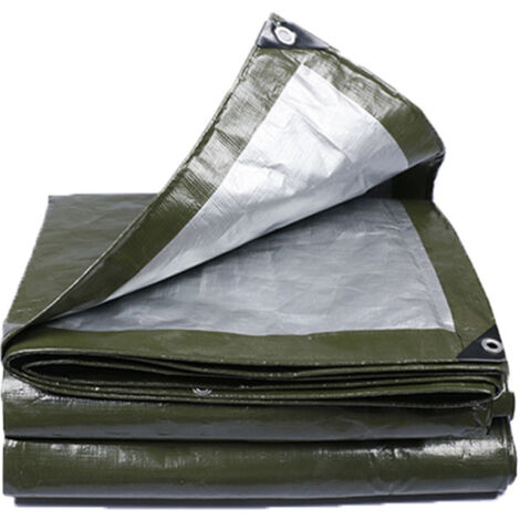 Ahlsen Lona bicolor con ojales, gramaje 90 g/m², tamaño 2 x 3 (6 m²), verde/plateado