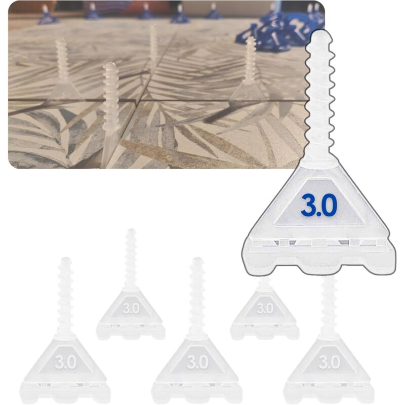 Lot Croisillon Carrelage Autonivelant 3mm x200 - Sans Cadran réutilisable i Facile pour Bricoleur et Carreleur Outil de Nivellement + Cale Carrelage