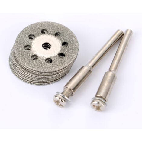 Ahlsen Lot de 10 mini-disques à tronçonner perforés 22 mm, diamant, disques à découper, tiges Ann Arbor
