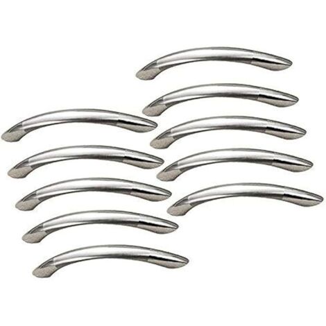 Ahlsen Lot de 10 poignées de garde-corps pour meubles, poignées en arc percées de 64 mm, poignées d'armoire en acier inoxydable brossé