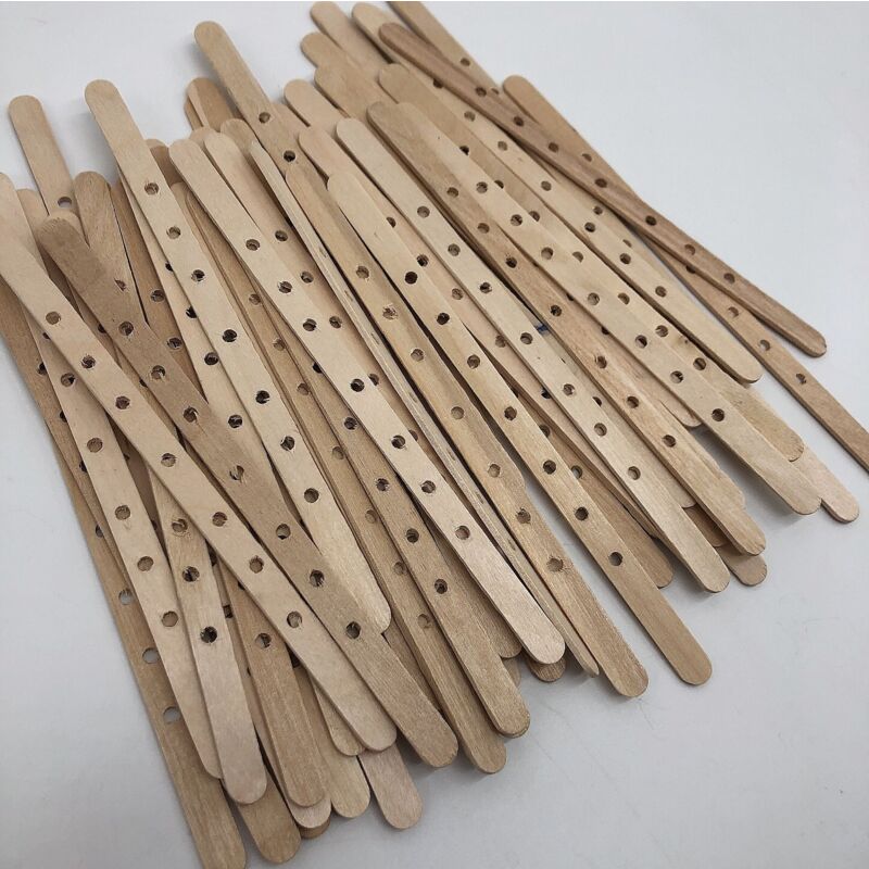 Ahlsen - Lot de 100 bougeoirs en bois, dispositif de centrage des mèches, barres de mèche de bougie, supports de mèche pour grandes bougies et