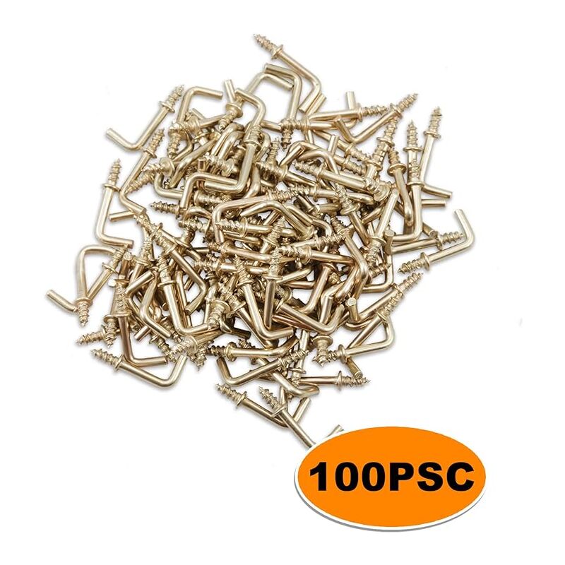 Ahlsen - Lot de 100 crochets à vis à angle droit de 1,27 cm, crochets carrés à visser, petits crochets pour accrocher des crochets en l