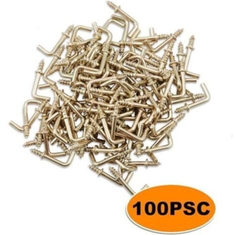 Ahlsen Lot de 100 crochets à vis à angle droit de 1,27 cm, crochets carrés à visser, petits crochets pour accrocher des crochets en L