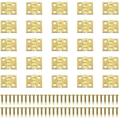 Ahlsen – Lot de 100 mini charnières en laiton 8x10mm – Pour petits projets de menuiserie – Vis incluses – Charge maximale 10kg