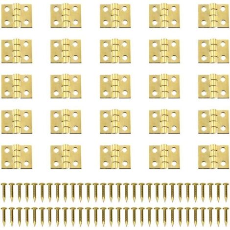 Ahlsen – Lot de 100 mini charnières en laiton 8x10mm – Pour petits projets de menuiserie – Vis incluses – Charge maximale 10kg