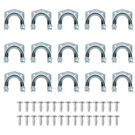 Ahlsen Lot de 15 crochets multi-outils robustes pour rangement de la maison et du garage – Support mural antidérapant double crochets pour entrepôt, garage, abri de jardin, outils de jardin
