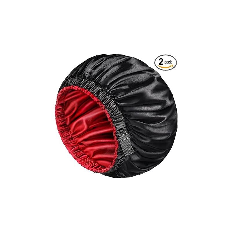 Ahlsen - Lot de 2 bonnets en satin pour homme et femme, réversible, double couche, en soie, pour tresses de cheveux bouclés, avec bande élastique