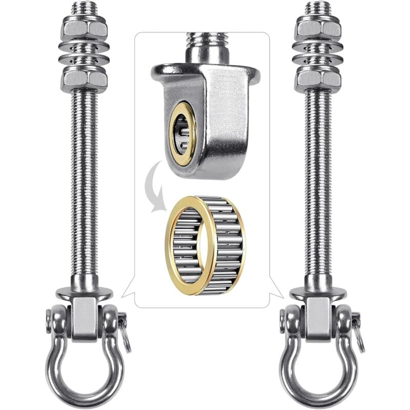 Lot de 2 crochets de balançoire avec roulement en acier inoxydable 304 pour poutres en bois et métal, parfaits pour accrocher des hamacs, des