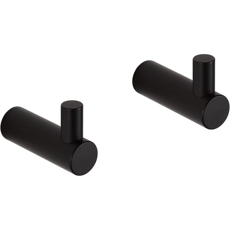 Ahlsen - Lot de 2 crochets muraux en acier inoxydable pour salle de bain et cuisine Noir