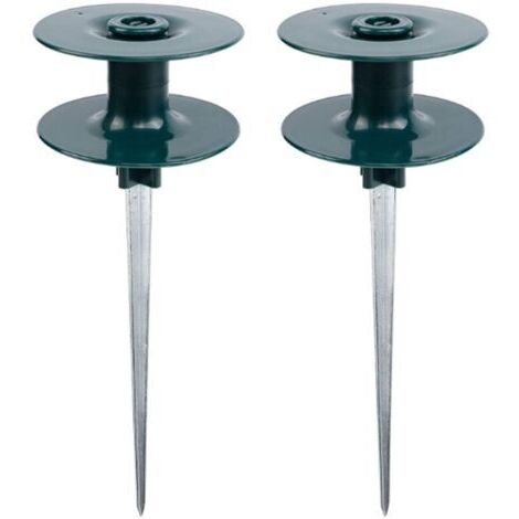 Ahlsen Lot de 2 guides de tuyau d'arrosage, en zinc antirouille robuste avec piquet en métal vert foncé pour arrosage, guides de tuyaux d'eau, guide sur piquet en zinc