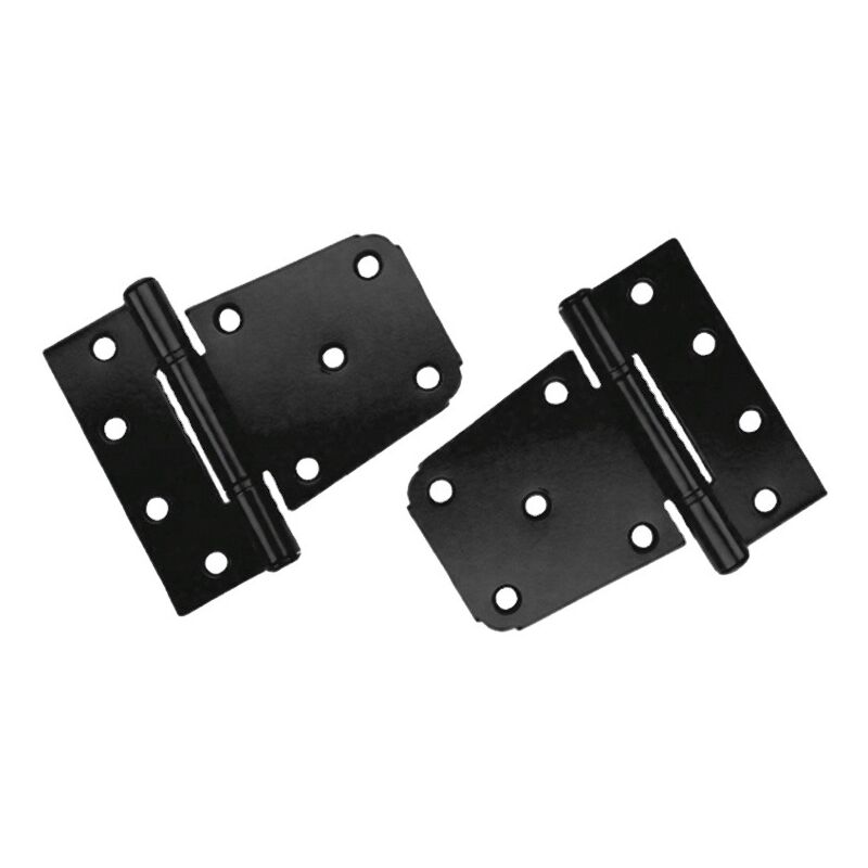 Ahlsen - Lot de 2 piezas Charnière Porte Lourde, Charnières en Acier au Carbone Noir, Charnières de Porte Plates pour Abri de Jardin, Grange, Clôture