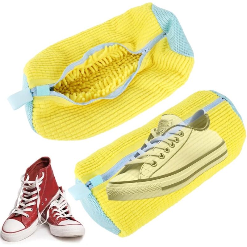 Lot de 2 sacs de lavage pour chaussures, baskets, multi-protection, auto-nettoyant, épais, friction accrue à l'intérieur, sac à linge pour voyage,