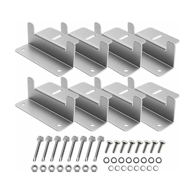 Lot de 2 supports de fixation à 2 trous pour panneau solaire de type z avec accessoires de montage en alliage d'aluminium pour camping-car,