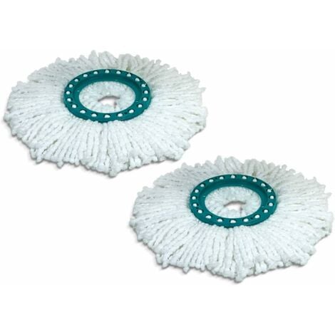 Ahlsen lot de 2 têtes de rechange Clean Twist Disc Mop, idéal pour les carrelages et sols en pierre, microfibre absorbante eau et saleté, franges de remplacement, facile à changer