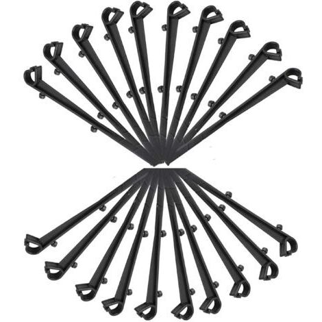 Ahlsen Lot de 20 crochets de fixation pour filet de protection de gouttière en PP, longueur 16 cm, noir
