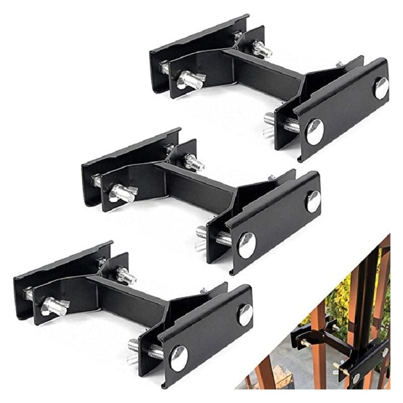 Lot de 3 supports de parasol de terrasse – Pince sur rail de terrasse ou clôture, support de parapluie de terrasse universel pour tenir le parapluie