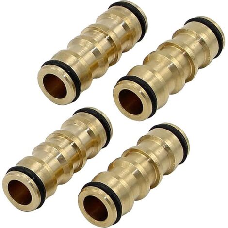 AHLSEN Lot de 4 connecteurs doubles pour tuyaux d'arrosage - Accessoires de connecteur en plastique - Connecteurs de tuyaux d'arrosage jaunes