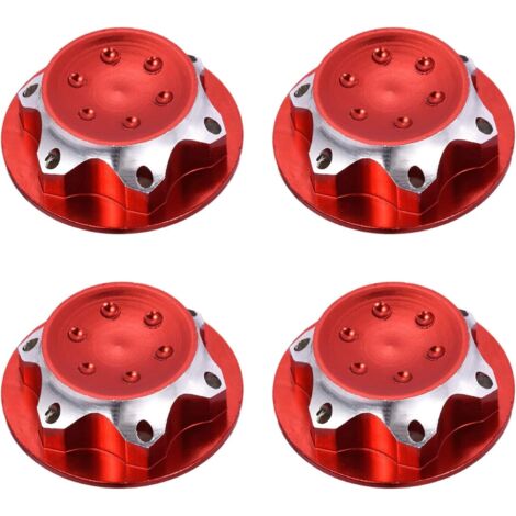 AHLSEN Lot de 4 écrous de roue hexagonaux pour voiture télécommandée, échelle 1/8, 17 mm, antidérapants et anti-poussière pour camion tout-terrain, Losi Team-C, roues et pneus Rouge