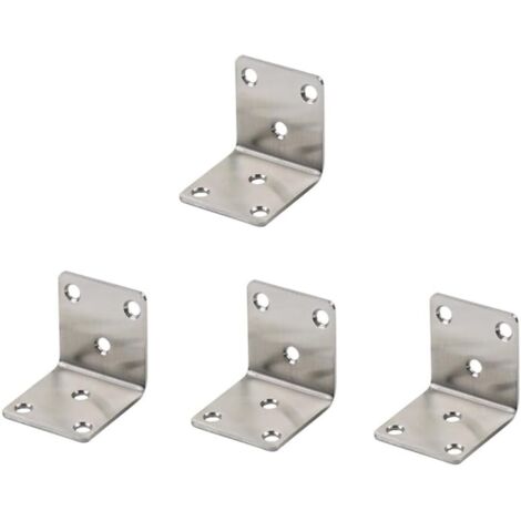 Ahlsen Lot de 4 équerres d'angle en acier inoxydable 40 mm x 40 mm x 41 mm en forme de L à 90 degrés pour meubles en bois et métal