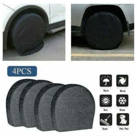 Ahlsen Lot de 4 housses de pneus étanches pour roue de secours, remorque, camping-car, protection anti-corrosion pour pneus, noir L